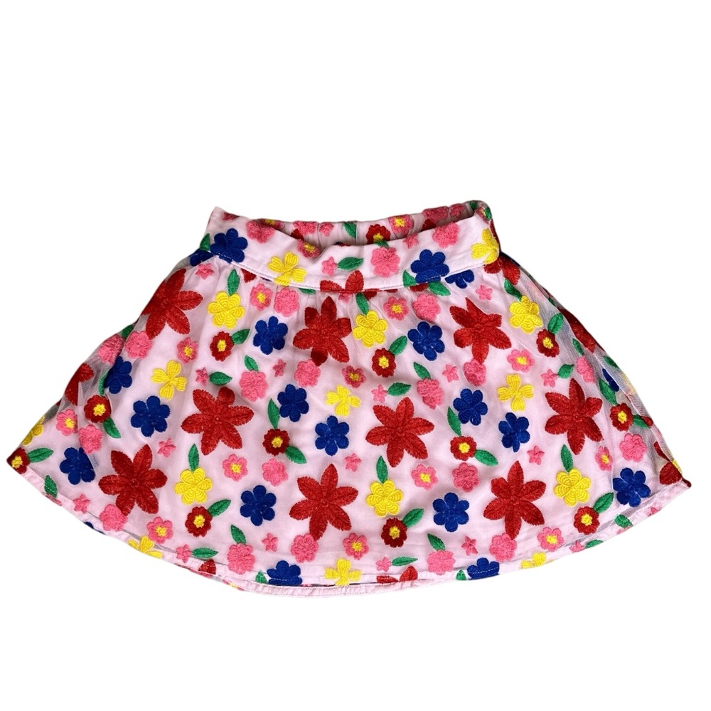 Janie & Jack Skirt Little Girls 4 Embroidered Flower Tulle Pink Double Lined